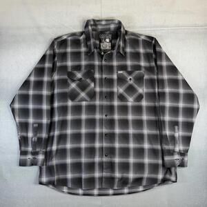 Dixxon Flannel Shirt Mens 3XL Black White Plaid The Static Long Sleeve
